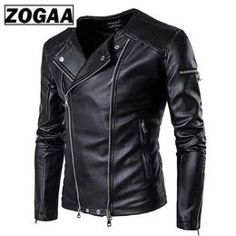 Zogaa Men's PU Leather Jacket Men Fitness Fashion Male Moto & Biker Leather Jacket 211111
