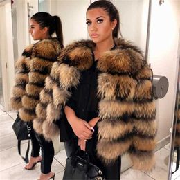 MMK winter women fur jacket real fur coat natural raccoon fur coats leather jacket women jackets product 211122