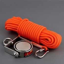 360 Rotatable Fishing Magnet Kit 200-300KG Double sided Grapping Hook Durable Rope Neodymium N52 Strong Magnetic Metal Hold Lift