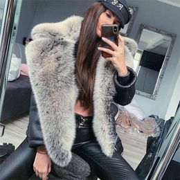 Natural Real Fur Coat Genuine Sheep Leather High Quality Winter Women Whole Skin Coats Jacket Outwear 210928