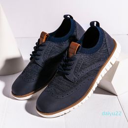 Mens Business Dress Shoes Brogue Style Men Flat Outdoor Walking Casual Shoes Breathable Woven Mens Office Shoes Wedding