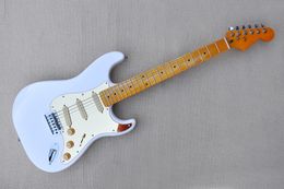 White body electric guitar with Mirror pickguard,Chrome hardware,Maple neck,provide customized services.