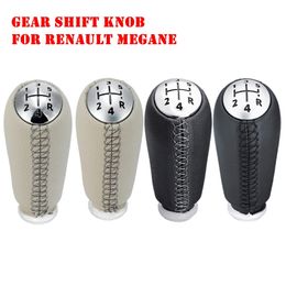 5 Speed Leather MT Car Gear Shift Knob Stick For Megane II MK2 Scenic 2 Clio 3 III MK3 Head Ball Black Gray Beige