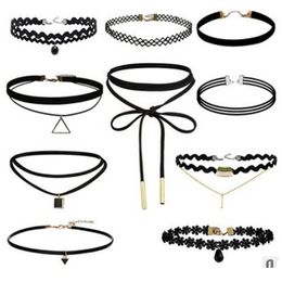 10pcs Black Lace Velvet strip woman Collar Party Jewellery Neck accessories chokers handcrafted Chain Necklace