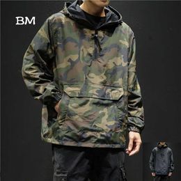 Wear On Both Sides Black Hoodies Streetwear Military Camouflage Jacket Men Korean Style Fashions Sweatshirt Harajuku Clothes 211023