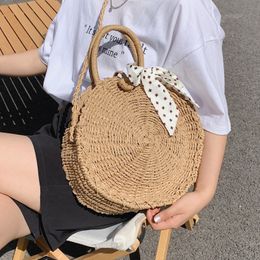 Handbags for Women Beach Big Weave Round Straw Woven Tote Bag Large Capacity Shoulder Ladies Summer Crossbody Messenger Bags