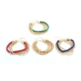 Link, Chain 6 Colors Braided Rope Many Different Patterns Golden Chains Braceletes For Women
