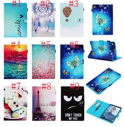 Fashion Leather Wallet Flip cases for ipad pro 11 air4 10.9 10.2 10.5 Samsung T860 T510 T720 P205 P580 butterfly Flower Eiffel Tower smile ID Card cover