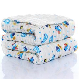 Kids cotton sleeping bath towel 110x110cm strong water absorption 6 layers baby breathable bedding muslin blanket 210309