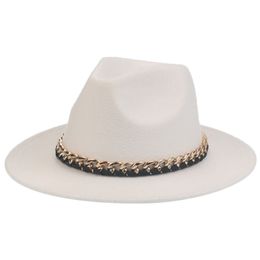 fedoras black khaki women's panama men Church felt chain belt cowboy casual luxury winter hats women sombrero hombre