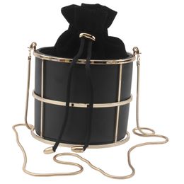 Exquisite cylindrical bucket bag women's banquet shoulder bag snake bone chat party handbag drawstring Purse