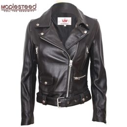 MAPLESTEED Natural Sheepskin Genuine Leather Jacket Women Brand Slim Female Jacket Real Lambskin Outerwear Ladies Clothing M125 211130