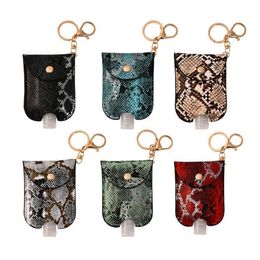 Hand Sanitizer Keychains PU Leather Hand Sanitizer Holder 30ML Perfume Hand Soap Case Bags Christmas Gift Leopard 11 Designs DW5985