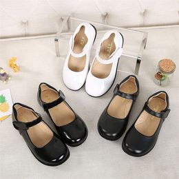 Girls Leather Shoes Black Children Performance Shoes Autumn And Winter New Princess Dress Shoes Elementary School Shoe 3rd 210306