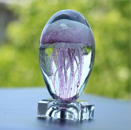 Novelty Items Colored Handmade Glow Glass Jellyfish Paperweight Aquarium Crystal Figurines Home Decoration Chrismas/Birthday Gifts