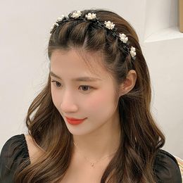 Pearls Multi-layers Hollow Braided Band Hoop Headband bands Bangs Fixed Clip pin Headdress Hair Accessories