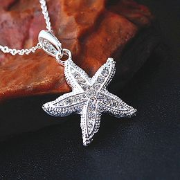Starfish Necklace for Women Fashion Starfish Pendant Necklace Colour Silver Necklaces Jewellery Wholesale
