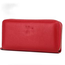 Women Wallets Genuine Leather Wallet Ladies Clutch Long Pure Color