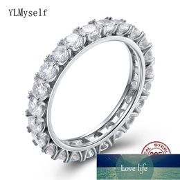 Real 925 Sterling Silver Rings Stunning Full 2/3/4mm Shiny Zirconia Engagement Jewellery Eternity Promise Tennis Wedding Jewellery Factory price expert design