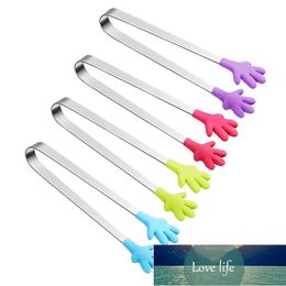 4pcs Stainless Steel Mini Food Serving Tong Silicone Head Shape Ice Tongs Cube Sugar Tong for Party Home