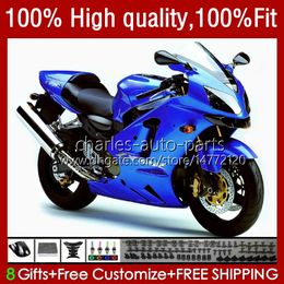 Injection Bodys For KAWASAKI NINJA ZX1200 ZX 12R 1200CC 1200 CC 02 03 04 05 06 3No.45 ZX 12 R ZX1200C ZX12R 02-06 ZX-12R 2002 2003 2004 2005 2006 OEM Fairing Kit glossy blue blk