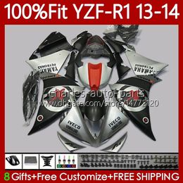 Motorcycle OEM Body For YAMAHA YZF R 1 1000CC YZF-R1 YZF1000 2013 2014 Bodywork 97No.13 YZF R1 1000 CC YZFR1 13 14 YZF-1000 2013-2014 Injection Mould Fairings matte silvery