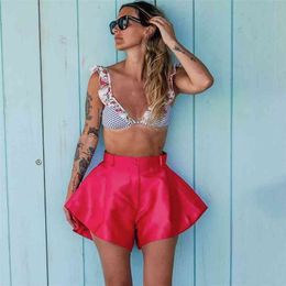 Solid High Waist Big Wide Leg Shorts Women Fashion Summer Classic Vintage Casual Ladies Short Pants for Streetwear 210603