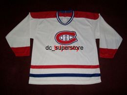 cheap custom VINTAGE MONTREAL CANADIANS CANADIENS HOCKEY JERSEY CCM WHITE Stitch add any number name MEN KID HOCKEY JERSEYS XS-5XL