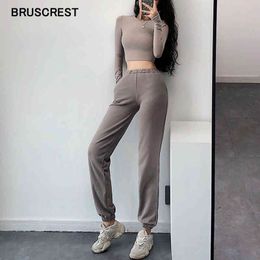 Loose cotton joggers women baggy pants streetwear sweat pants high waist grey sweatpants women Q0801