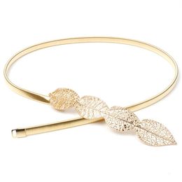 Belts 2021 Fashion Women Elastic Metal Belt Gold Skinny Vintage Leaf Gold/sliver High Quality Waistband Chain BL36