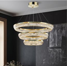 Noble LED Gold Silver Dimmable Crystal Chandelier Lighting Hanging Lamps Suspension Luminaire Lampen For Foyer