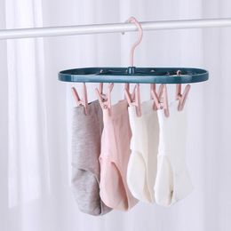 Hangers & Racks High Quality Foldable Windproof Clothes Hanger Lightweight Rotatable Laundry Drip With 12 Clips Pink/Yellow