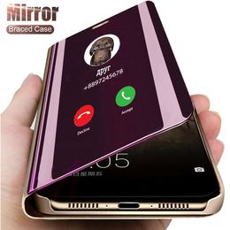 Smart Mirror Flip Phone Cases For Samsung Galaxy S22 S21 Ultra S20 FE S10 S8 S9 Plus S7 S6 Edge Note 20 10 Lite Cover