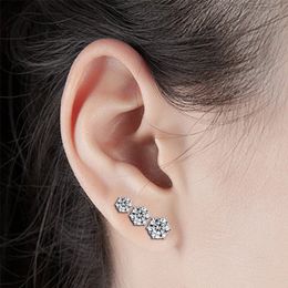 Trendy Women Classic Shining Zircon Small Stud Earring Silver Colour Ears For Men Fashion Crystal Earrings Jewellery Wholesale