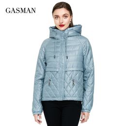 GASMAN spring cotton solid short puffer Jacket for women zipper down parka Women autumn clothes hooded jacket coat 210819