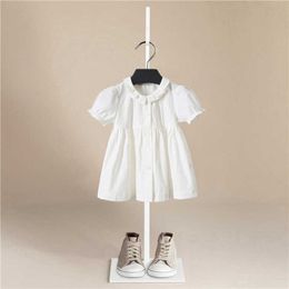 1-5Y Toddler Kids Baby Girl Summer Dress Ruffles Short Sleeve Cotton Linen Party Casual Dress Clothes Kids Dresses for Girls Q0716