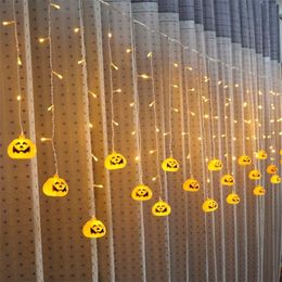 8 Modes Halloween Pumpkin Light Indoor LED Curtain Lights AC EU 220V US 110V Pumpkin Lamp for Holiday Christmas Halloween Decor Y201015