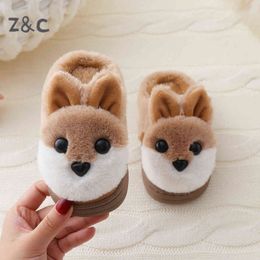 Children's Slippers Winter Cartoon Cute Soft Bottom Warm Cotton Slippers Family Indoor Cotton Slippers Kids Rabbit Shoes 211119