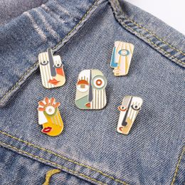 Abstract Face Enamel Pins Modern Geometric Portrait Art Metal Brooches Animal Badges Pin up Gift for Men Women Accessories