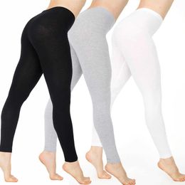 Womens Long Leggings Basic Full Ankle Length Stretch Cotton Span High Rise Waist Running Gym Fitness Solid Pants Trousers Q0801