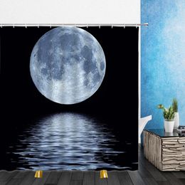 Shower Curtains Landscape Moon Sunset Seawater Starry Sky Meteor 3D Print Bathroom Home Decor Waterproof Polyester Cloth Curtain