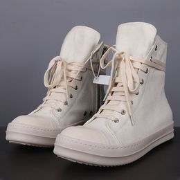 Men White Upper Boots Trainers Ankle Lace Up Fashion Sneaker Zip High-TOP Hip Hop Streetwear Flats Man Casual Shoes
