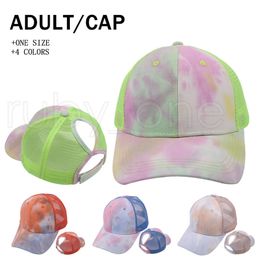 Tie Dye Ponytail Baseball Caps Washed Trucker Hats Cap Outdoor Visor Snapbacks Caps Peaked Hat Party Hats 4styles RRA4180