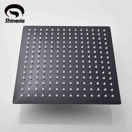 Shinesia Matte Black Ultra-thin 8"/10"/12"16" Square Rainfall Shower Head Bathroom Shower Head Wall Mounted Bathroom Accessory H1209