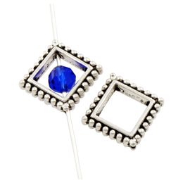 Open Dots Rim Square Bead Frame Charm Beads Jewellery Findings & Components 12.9x12.9mm Antique Silver Pendants L753 150pcs/lot