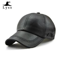 Ball Caps Adjustable PU Leather Black Brown Baseball Solid Outdoor Adult Male Cap High Quality Warm Winter Snapback Trucker Dad Hats