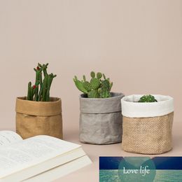 Multi Purpose Kraft Paper Foldable Flower Pot Coats Nordic Style Home Decoration 1Pcs Plant Bags for Office Desktop