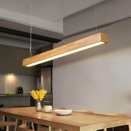 Pendant Lamps Nordic Modern Led Wooden Lights Kitchen Office Bedroom Hanging Solid Wood Home Decor Dining Room