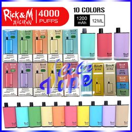 macaron kit UK - Authentic RandM Macaron Disposable Vape Pen E Cigarette With 1200mAh Battery 12ml Prefilled Pod 4000 Puffs Smoking Rick&M Kit VS Flume Gio