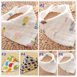 8 layers Baby Newborn INS print Bibs Infant Triangle Scarf Toddlers muslin Cotton Bandana Burp Cloths 18 colors